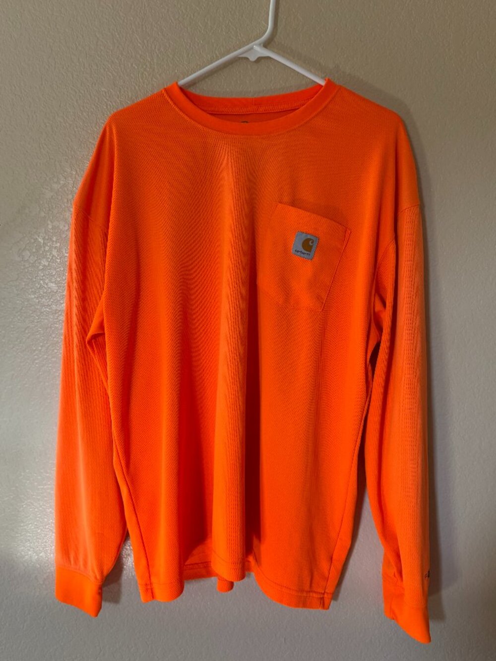 Carhartt Relaxed Fit Safety Orange Pocket Long Sleeve Shirt XL